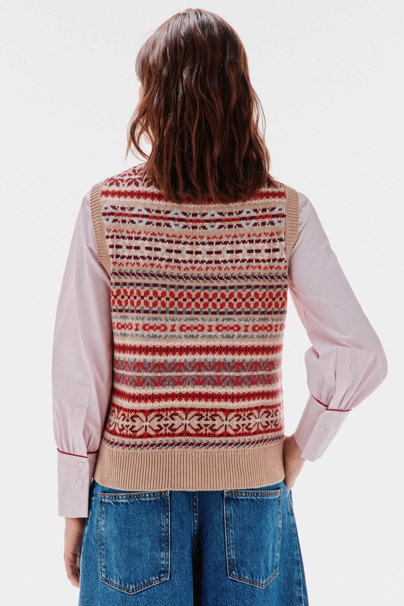 TFP by Tamara Falc&oacute; Geometric jacquard gilet Beige