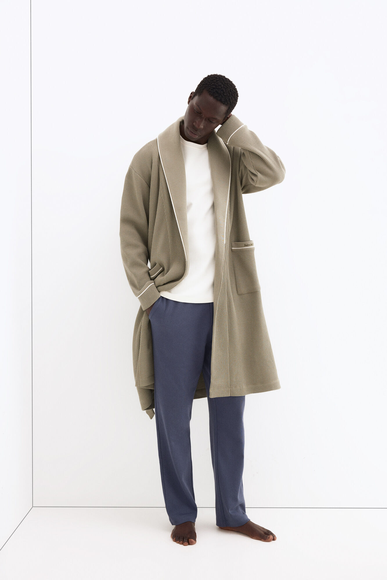 Pedro del Hierro Albornoz Waffle de algod&oacute;n espa&ntilde;ol Verde