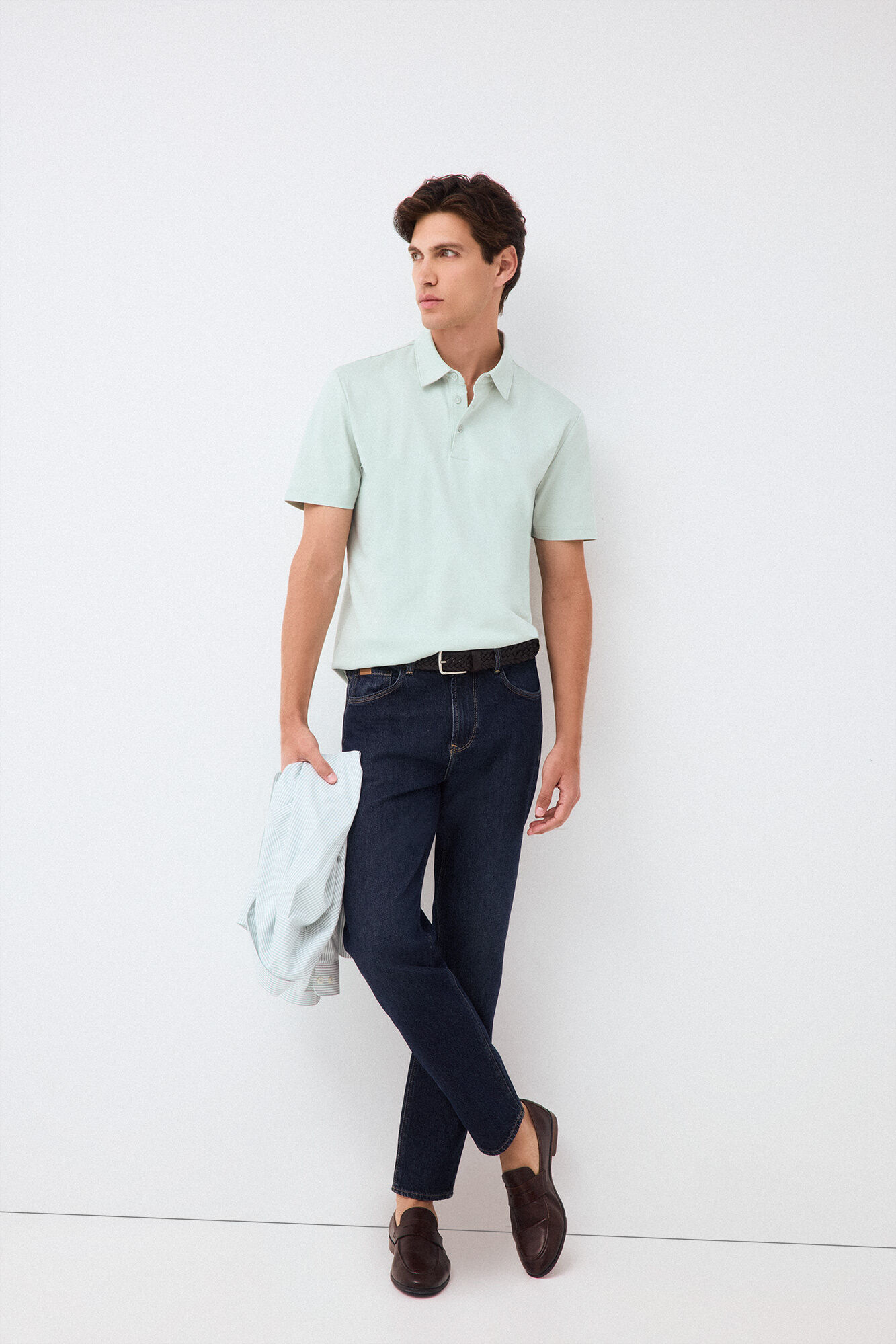 Pedro del Hierro Plain mercerized polo shirt Blue