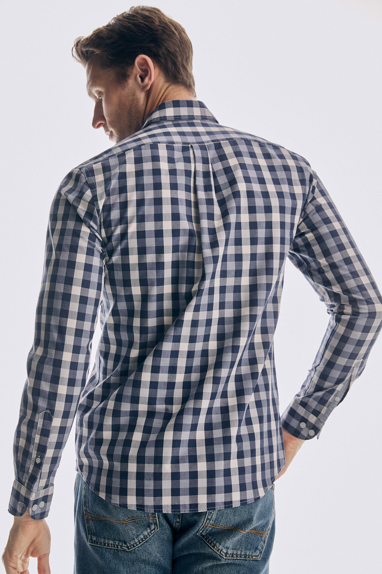 Pedro del Hierro Checked Tencel Modal shirt Blue