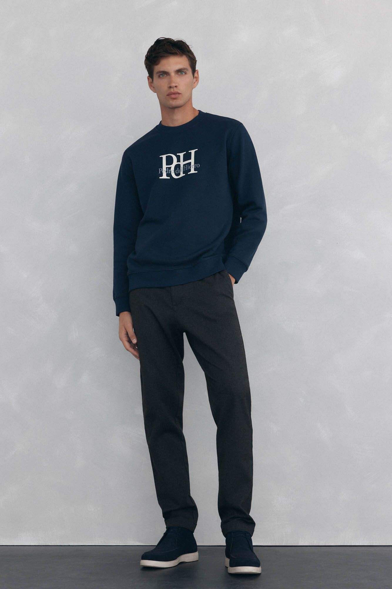 Pedro del Hierro Big logo crew neck sweatshirt Blue