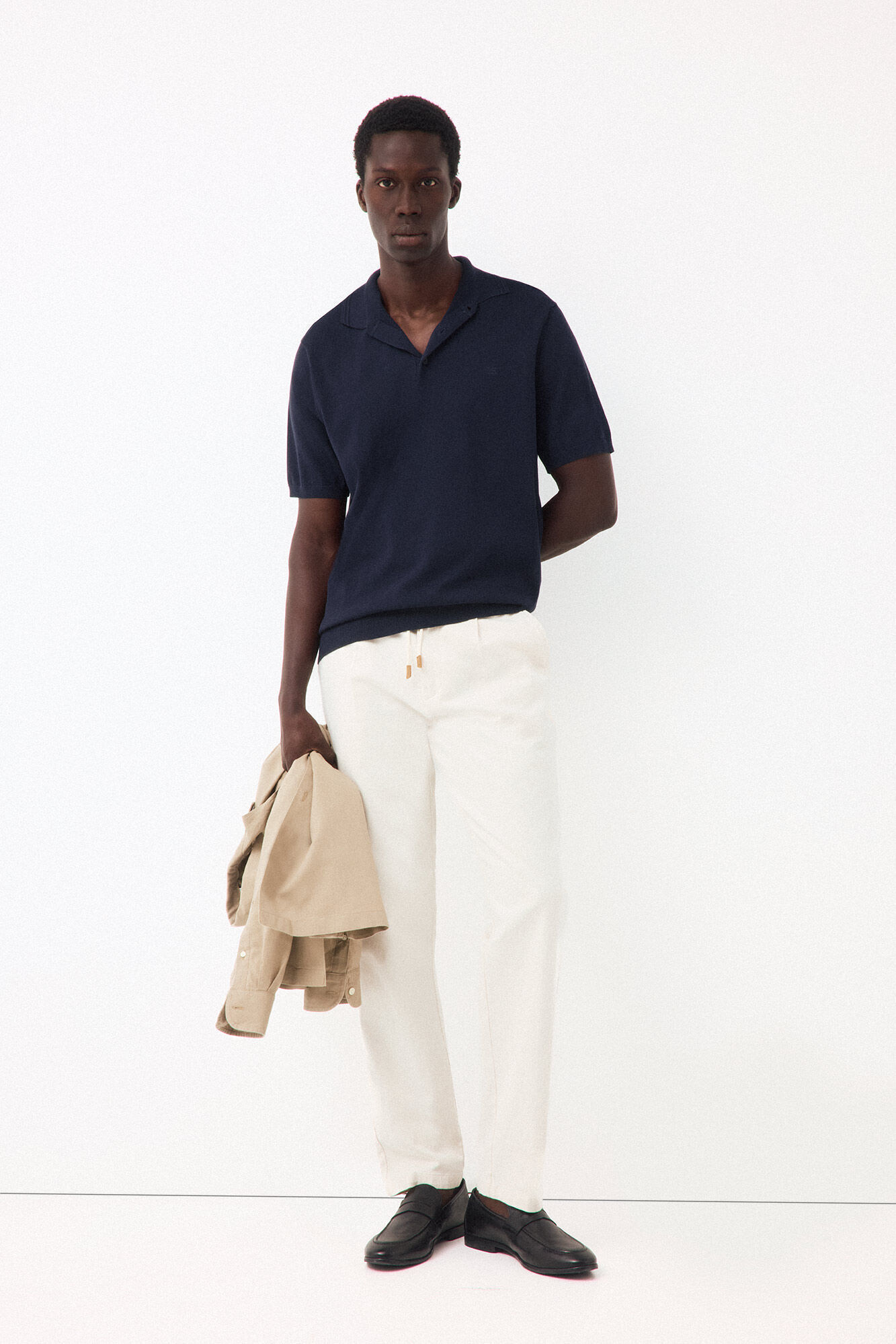 Pedro del Hierro Cotton premium knit polo shirt Blue