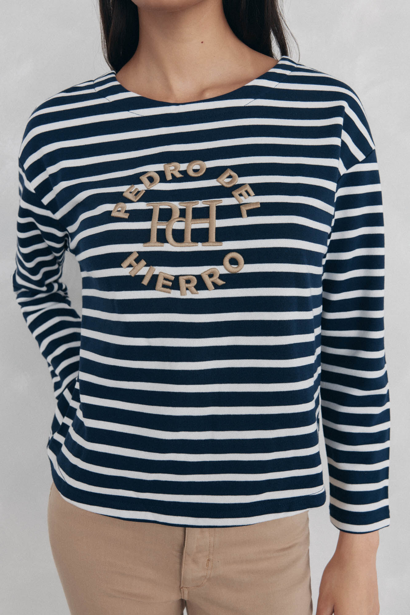 Pedro del Hierro Embroidered striped sweatshirt
