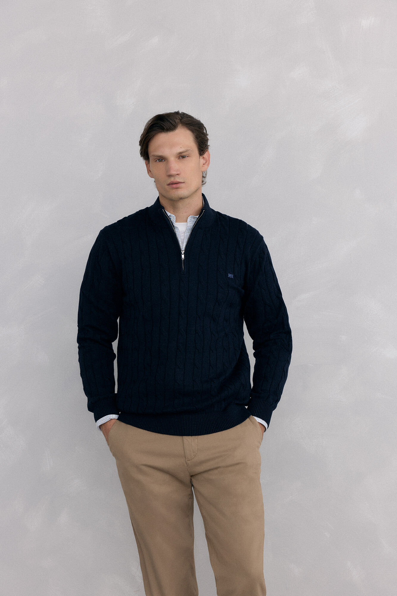 Pedro del Hierro Jersey cuello camionero Azul