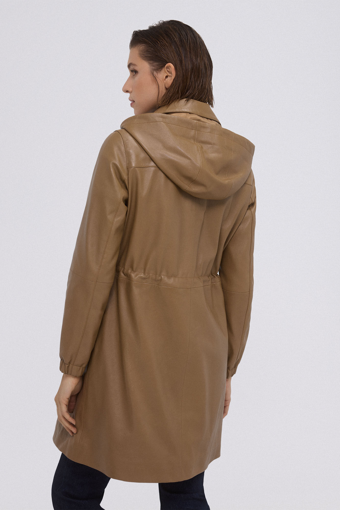 Pedro del Hierro Parka de piel Marr&oacute;n