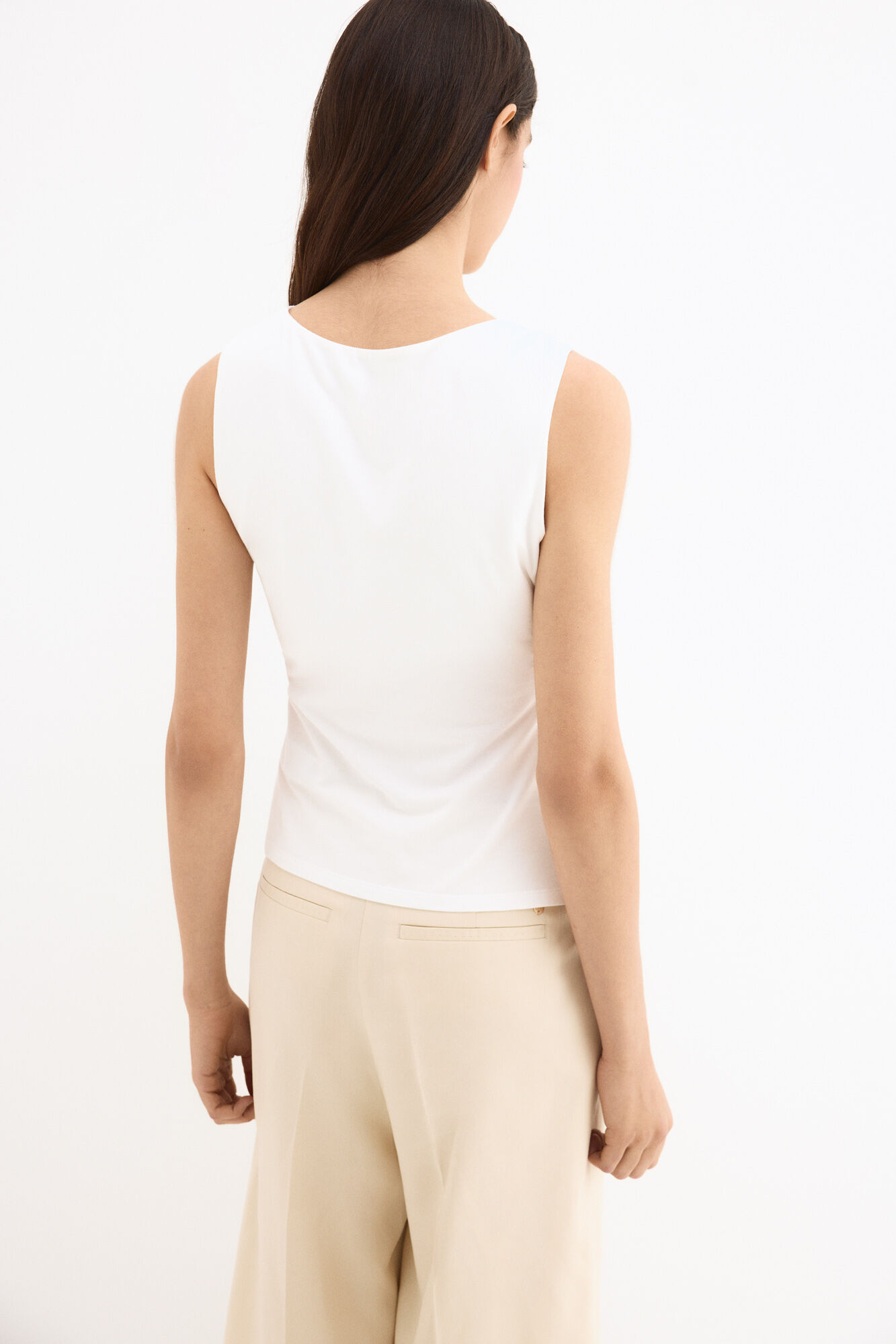 Pedro del Hierro T-shirt sem mangas com detalhe no ombro Ecru