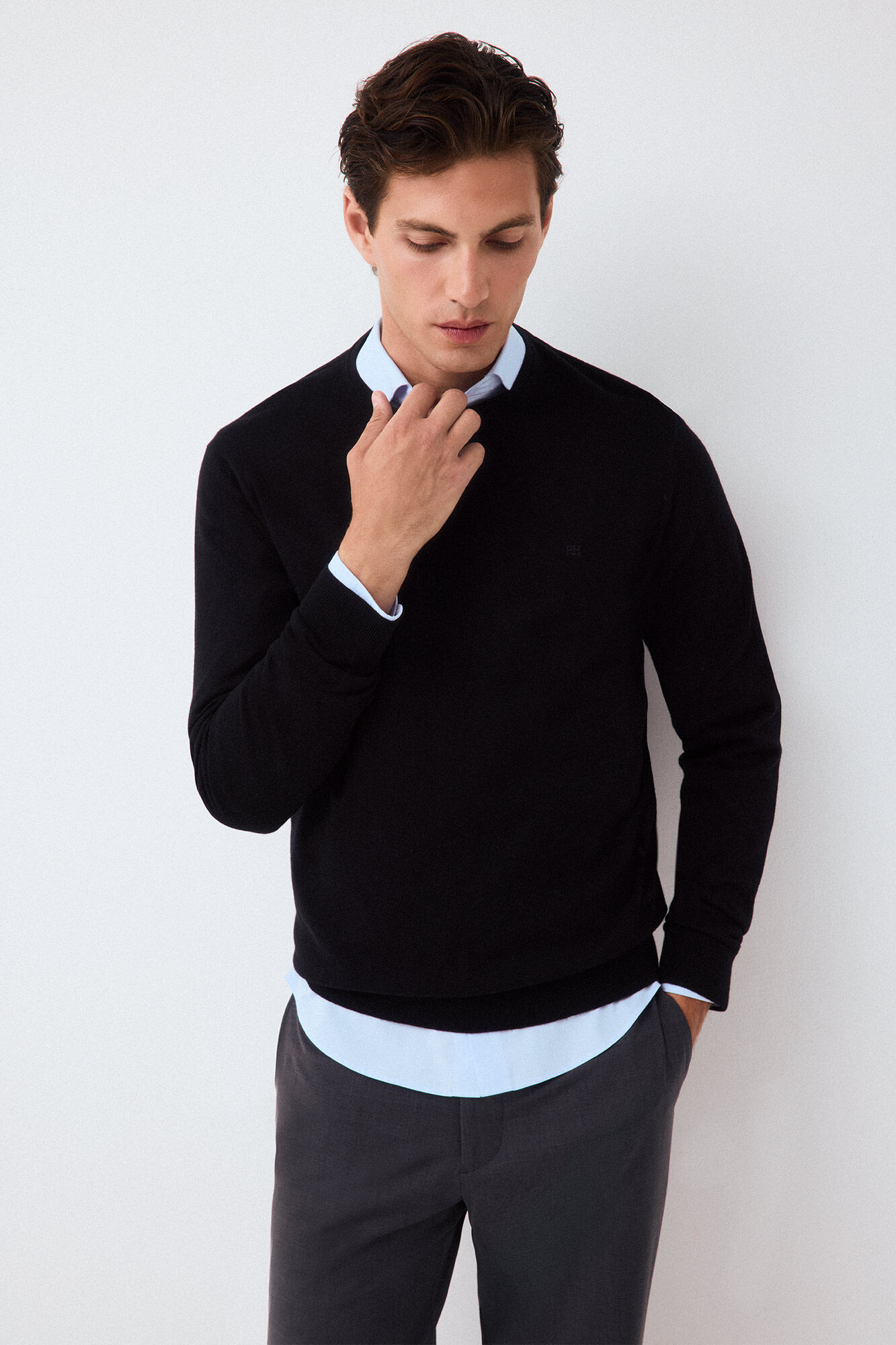 Pedro del Hierro Jersey punto premium algod&oacute;n seda cashmere