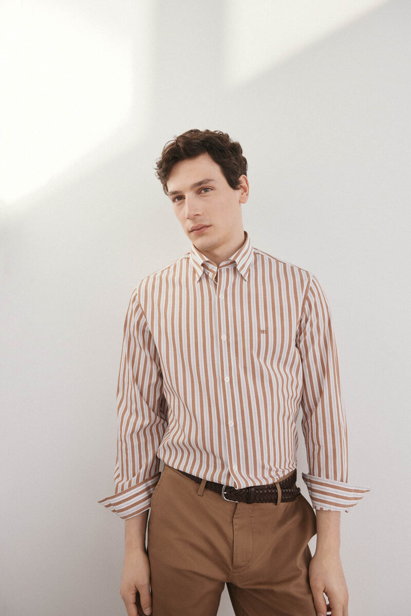 pedro del hierro Camisa rayas popelín slub Ventas relámpago Ropa