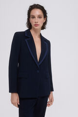 Pedro del Hierro Navy blue contrast suit blazer Blue