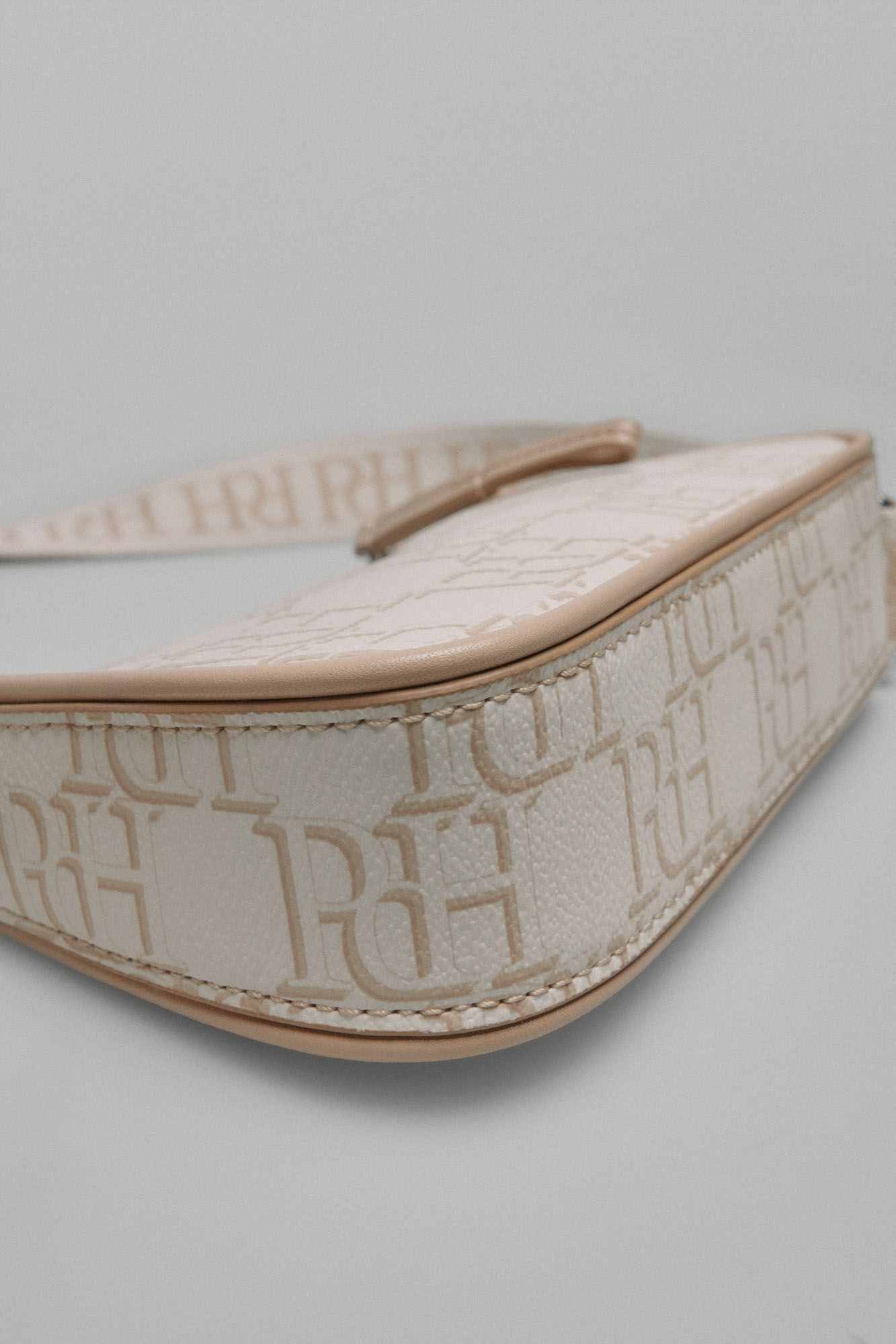 Pedro del Hierro Mini double crossbody bag with logo Beige