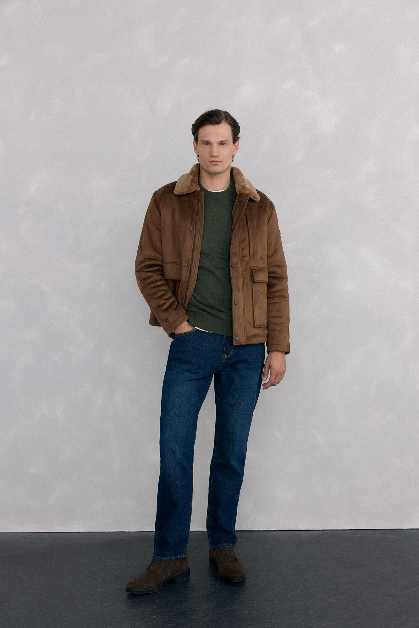 Pedro del Hierro Merino wool and cashmere crew neck sweater Green