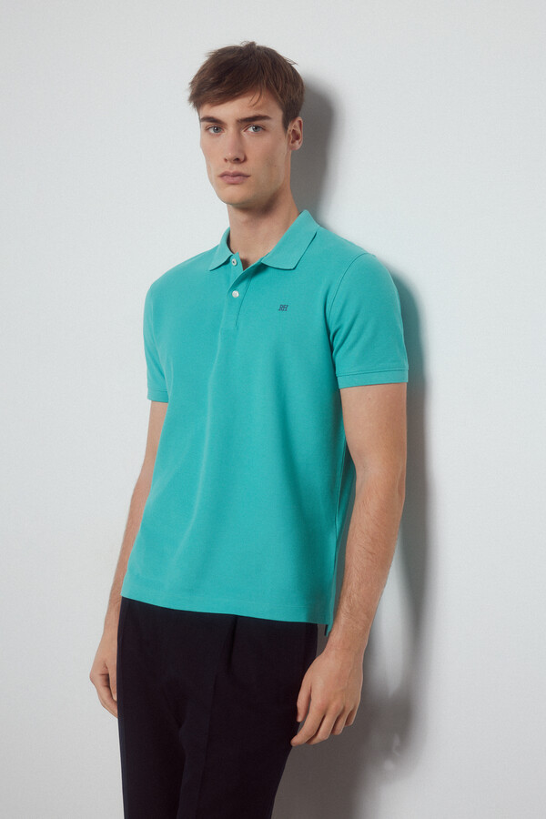 Pedro del Hierro Essential slim polo shirt Turquoise