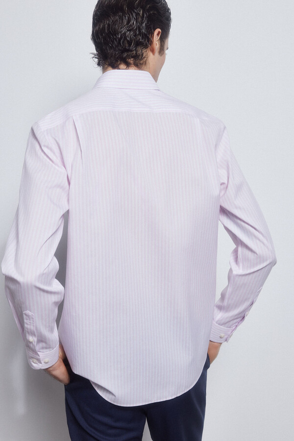 Pedro del Hierro Striped dress shirt, non-iron + anti-stain Pink