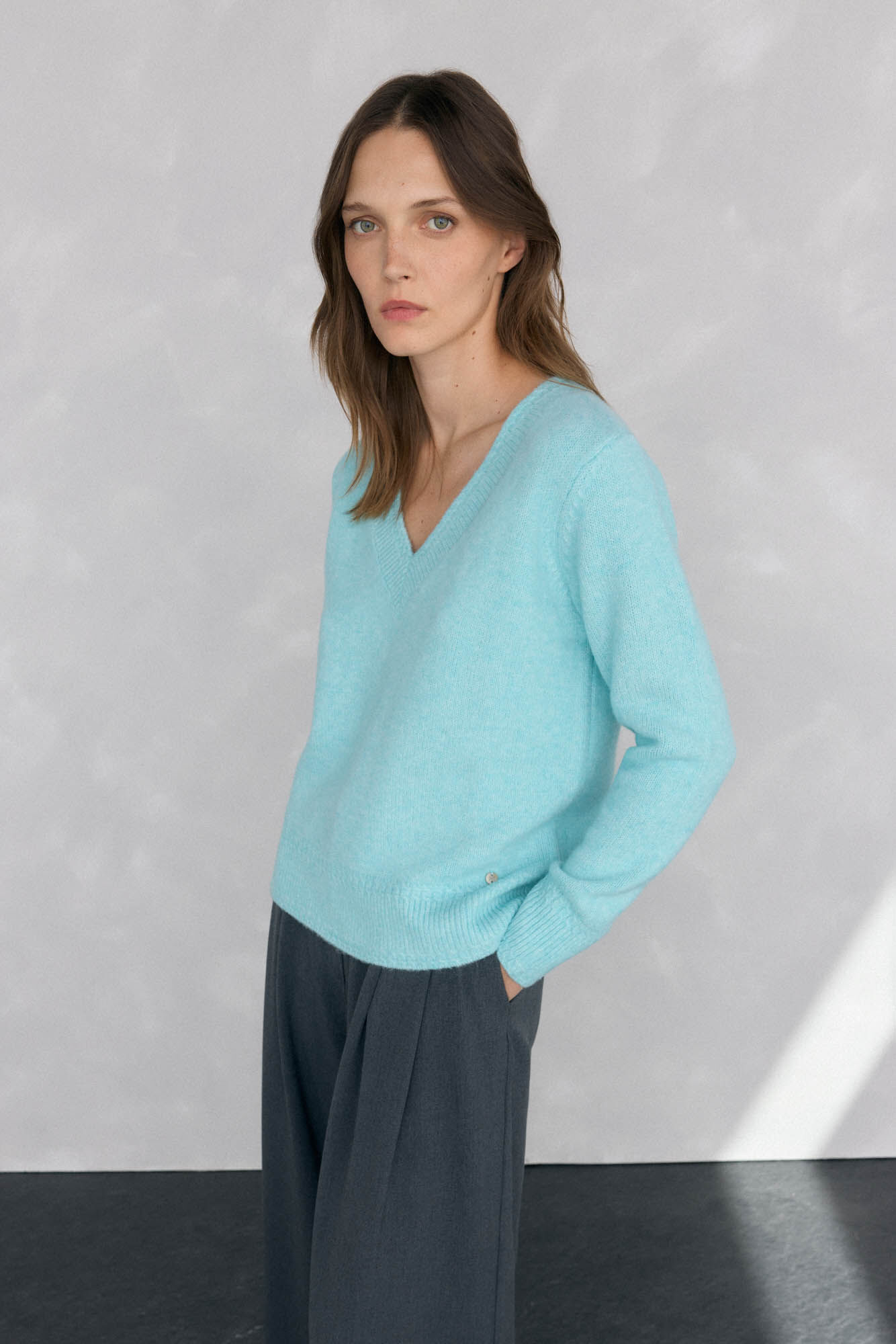 Pedro del Hierro V sweater with mini cross-knit details