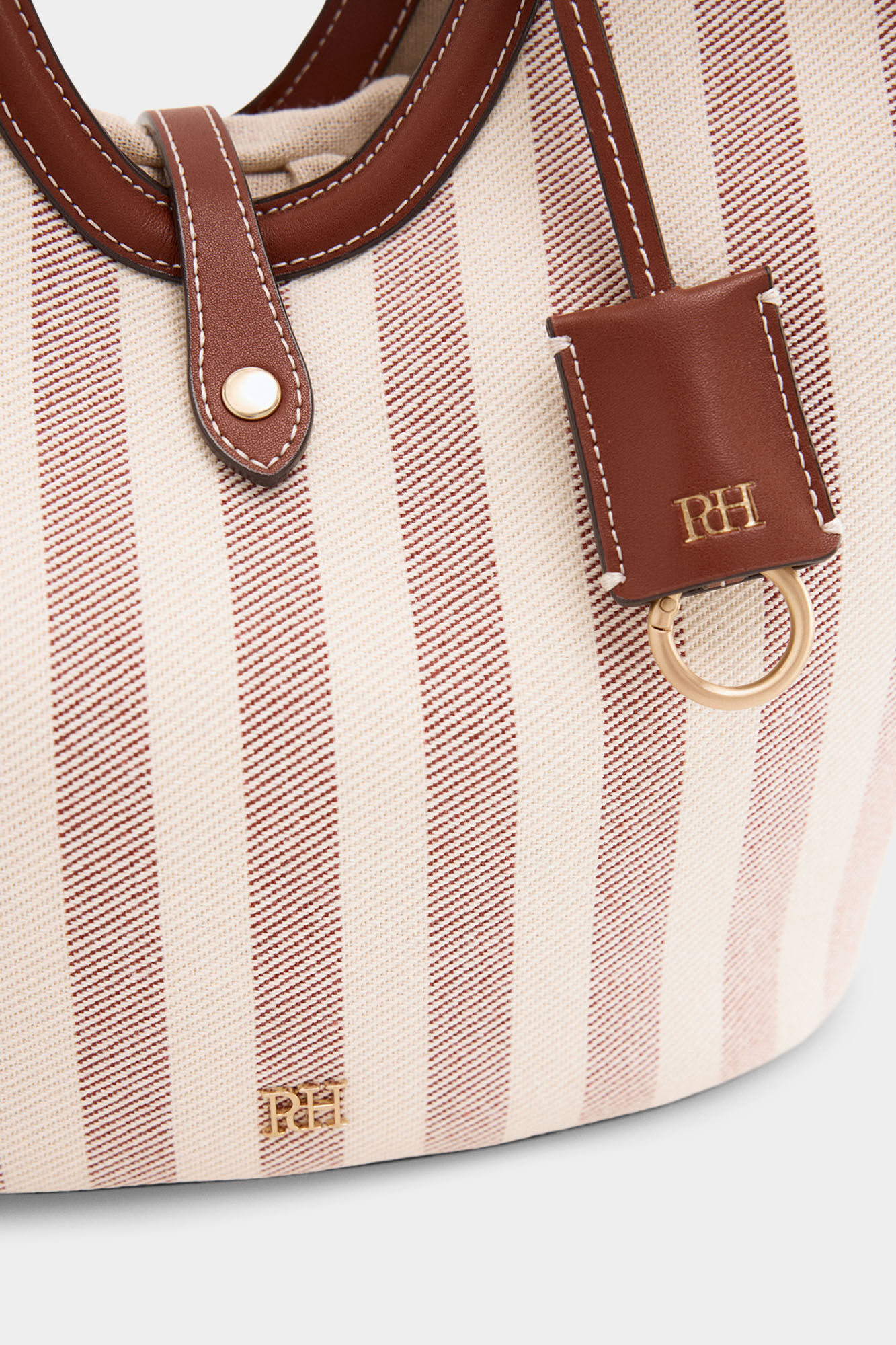 Pedro del Hierro Fabric striped basket bag Brown