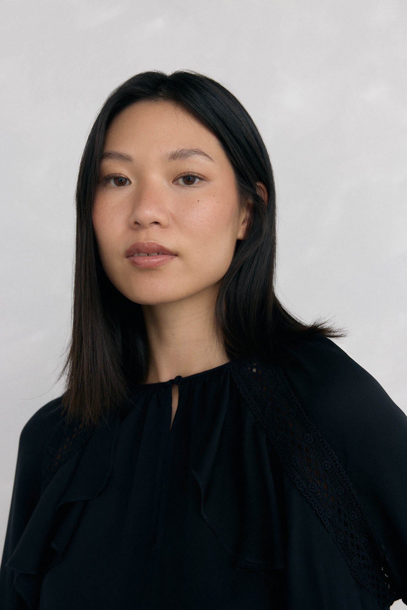 Pedro del Hierro Ruffled lace blouse Black