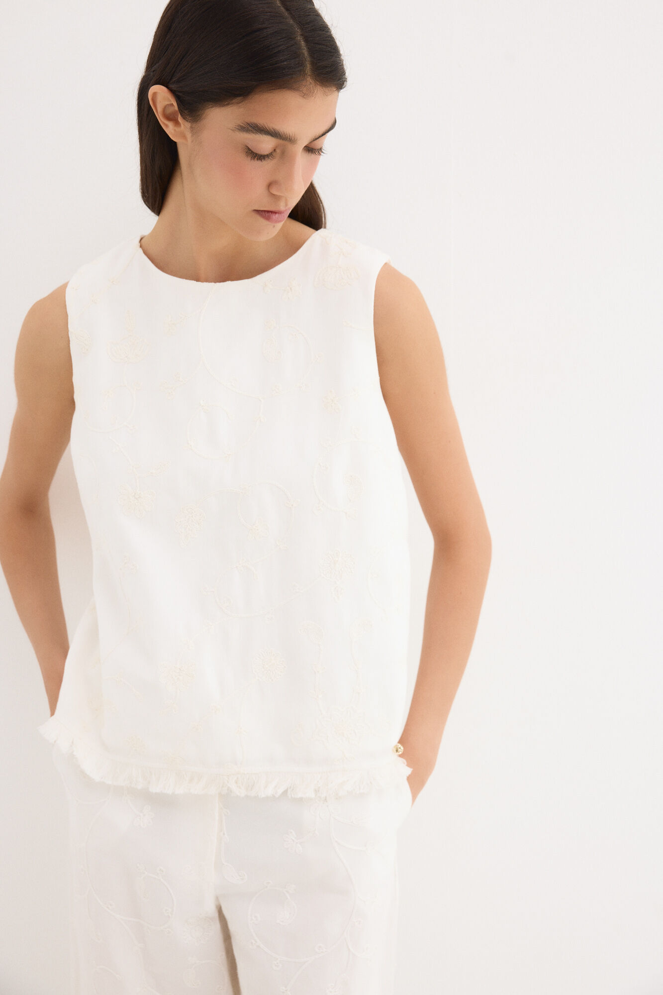 Pedro del Hierro Embroidered top White