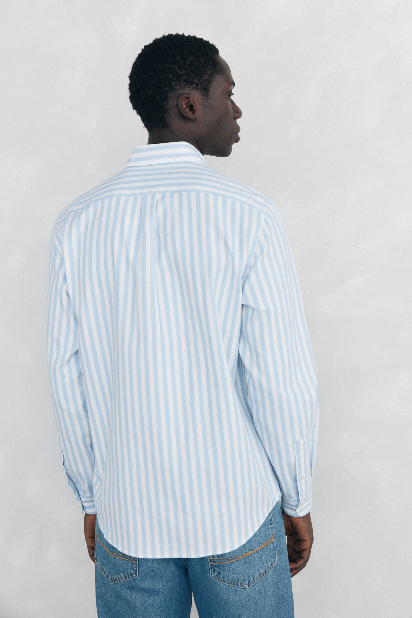 Pedro del Hierro Brushed Oxford Striped Shirt Blue