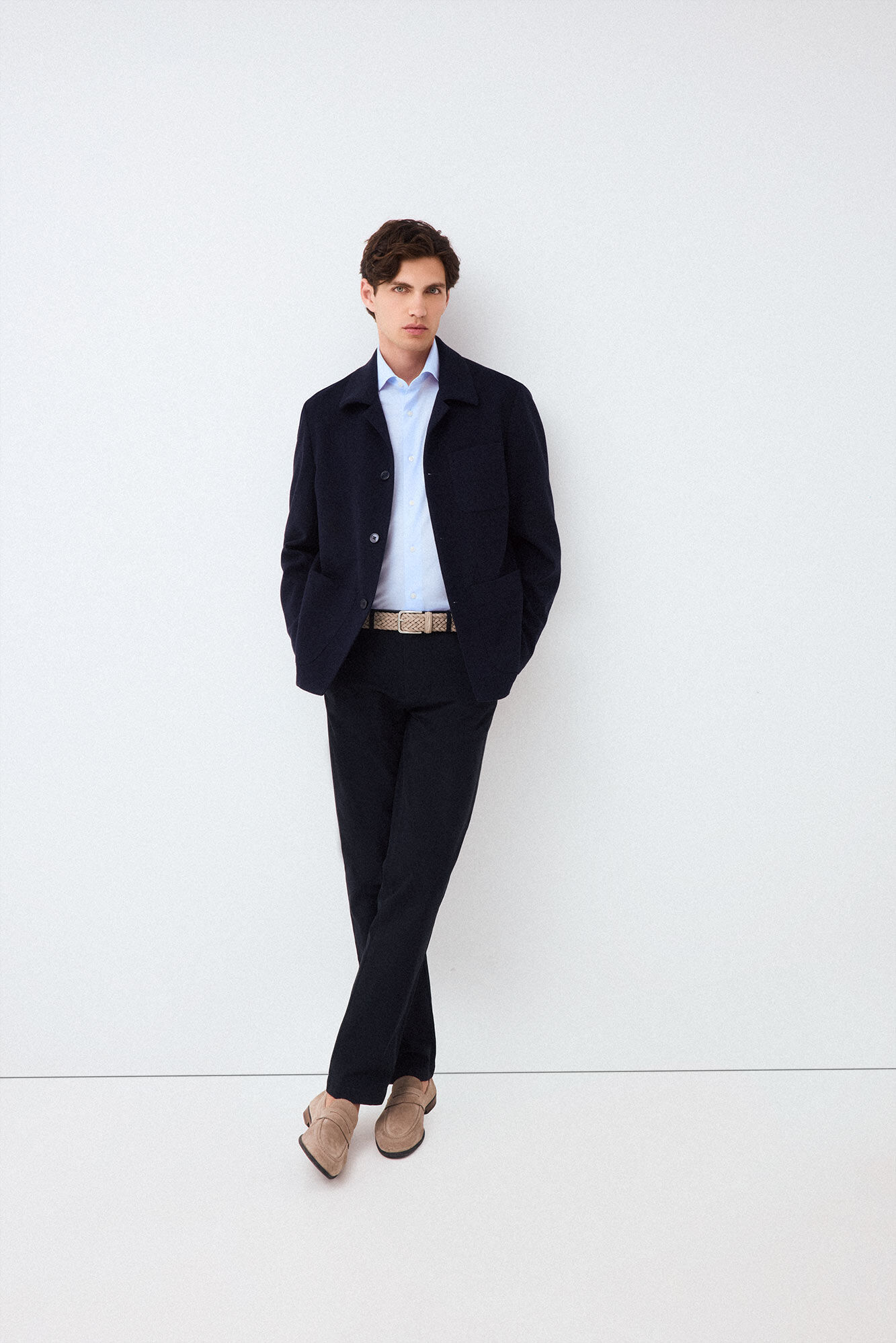Pedro del Hierro Plain jersey-knit shirt Blue