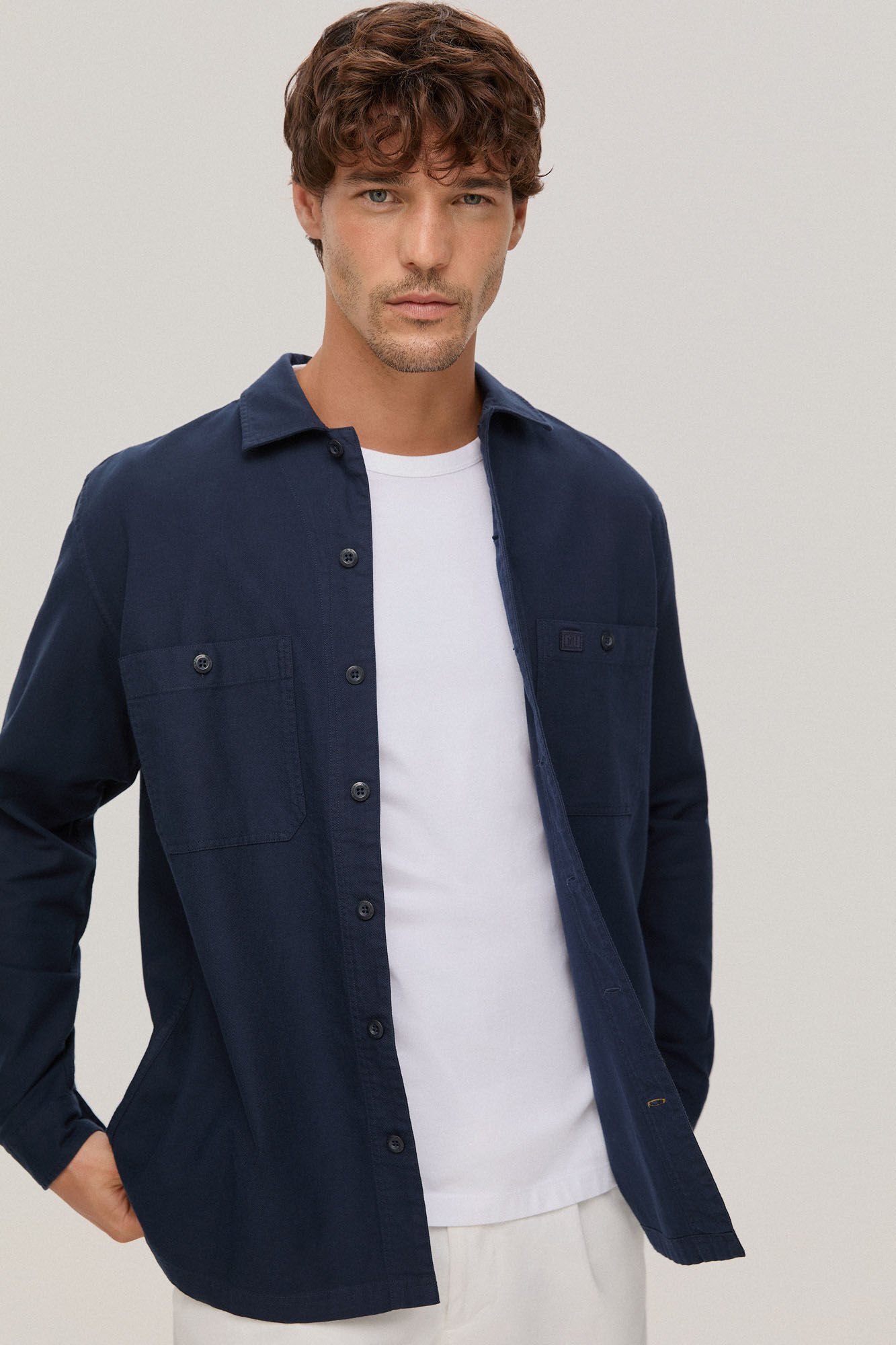 Pedro del Hierro Sobrecamisa lisa casual Azul