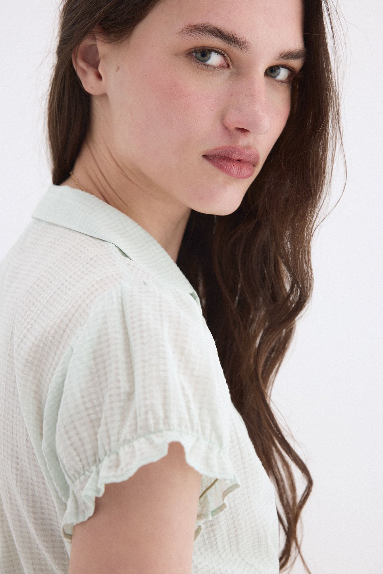 Pedro del Hierro Blusa lisa encerada Turquesa