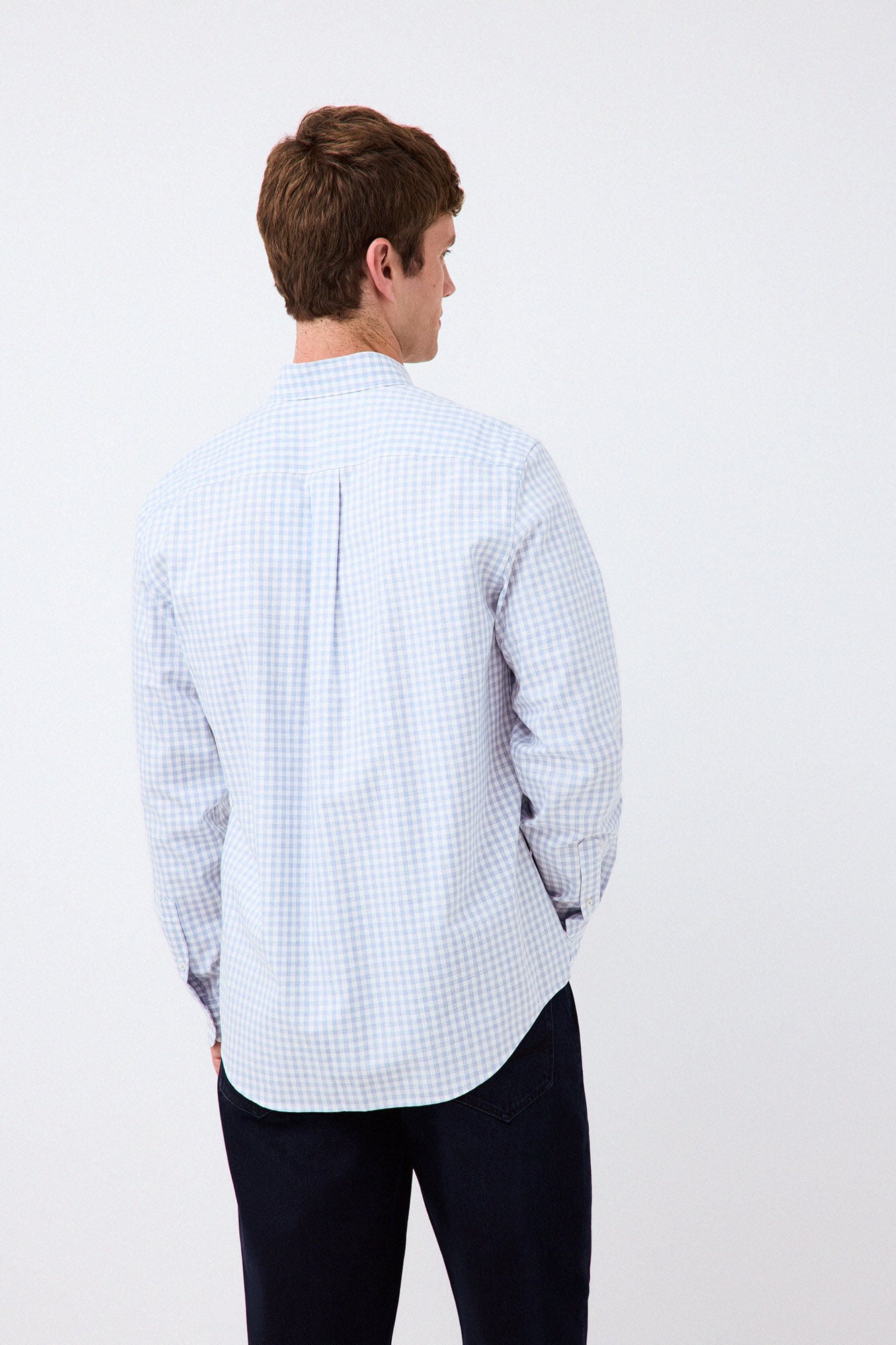Pedro del Hierro Camisa em sarja aos quadrados Azul
