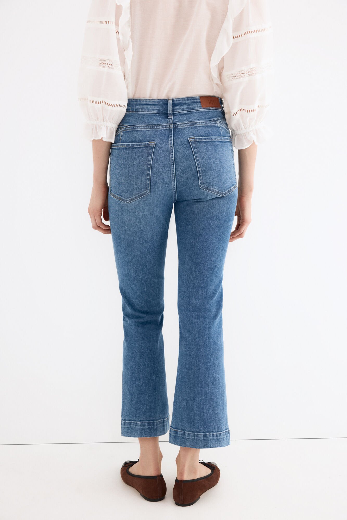 Pedro del Hierro Push-up flare cropped jeans Blue