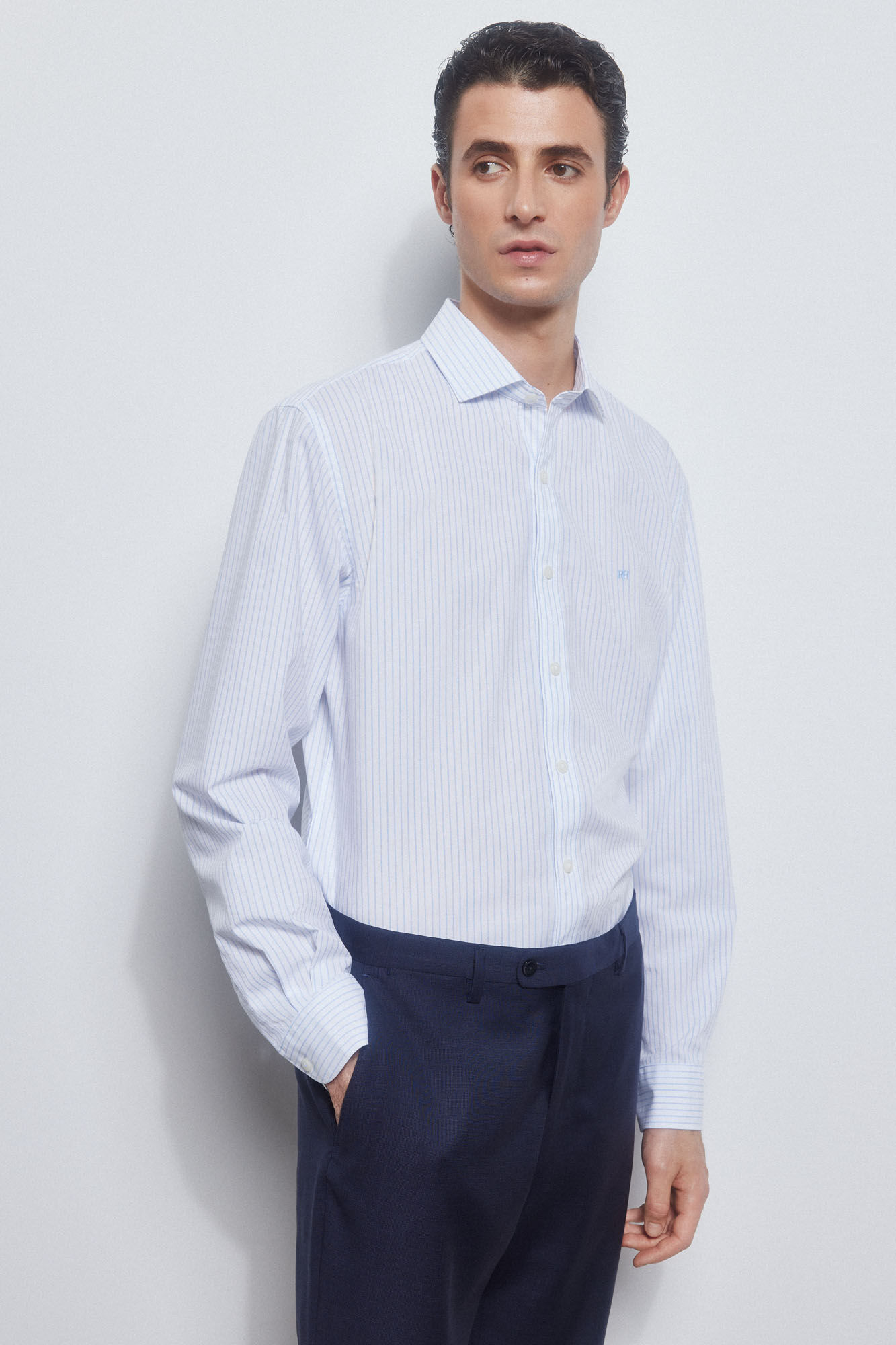 Pedro del Hierro Camisa rayas facil plancha + anti olor slim fit Azul