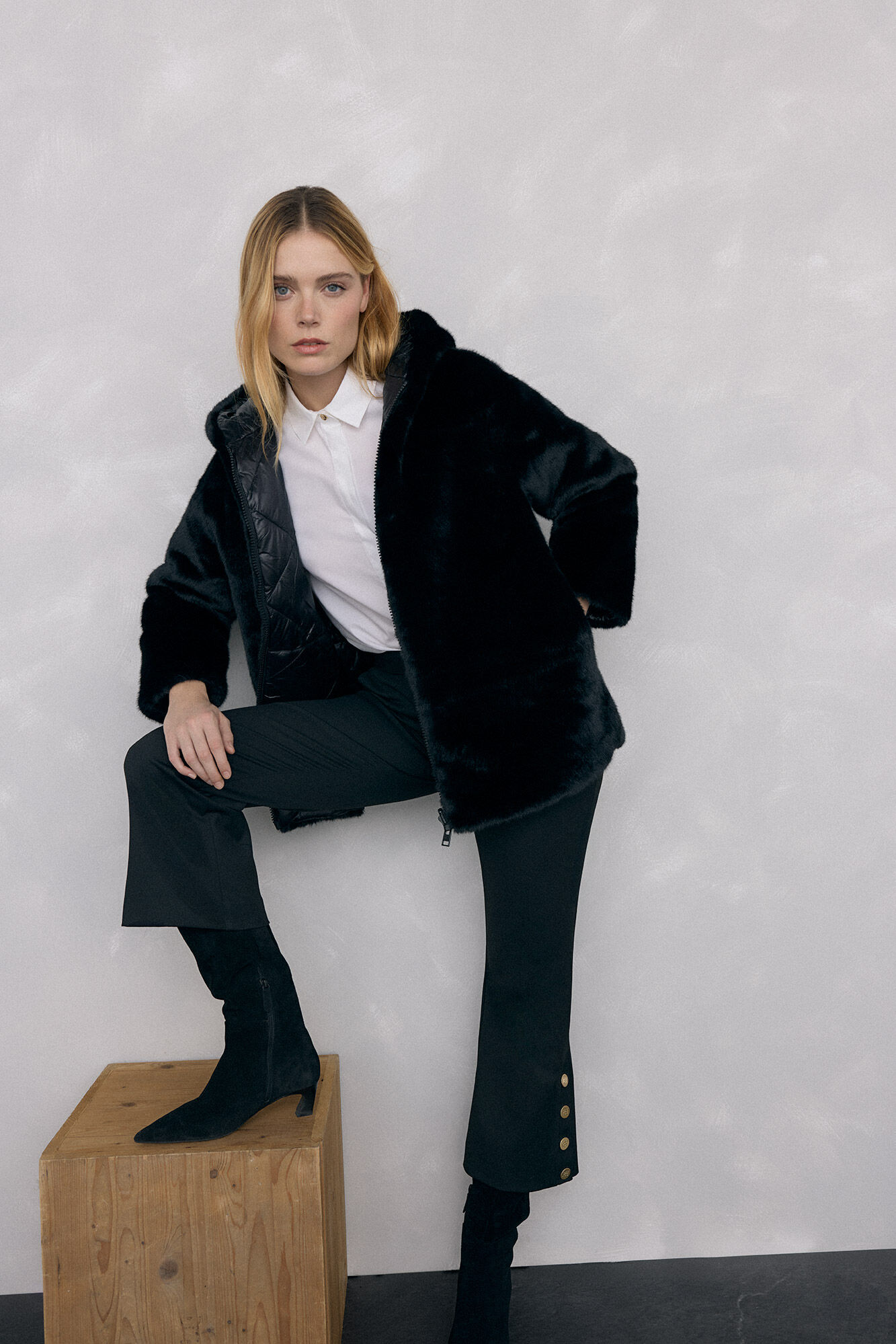 Pedro del Hierro Parka de pele revers&iacute;vel Preto