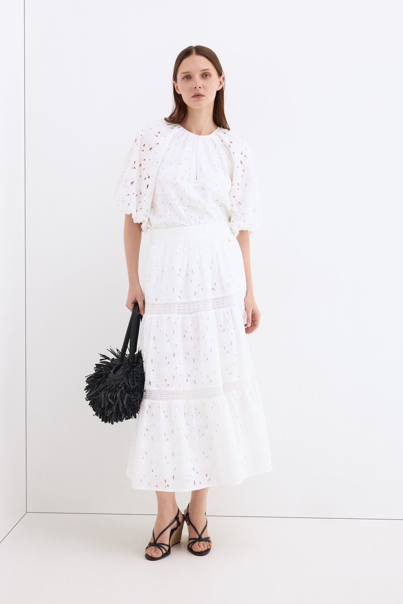 Pedro del Hierro Openwork elbow sleeve top White