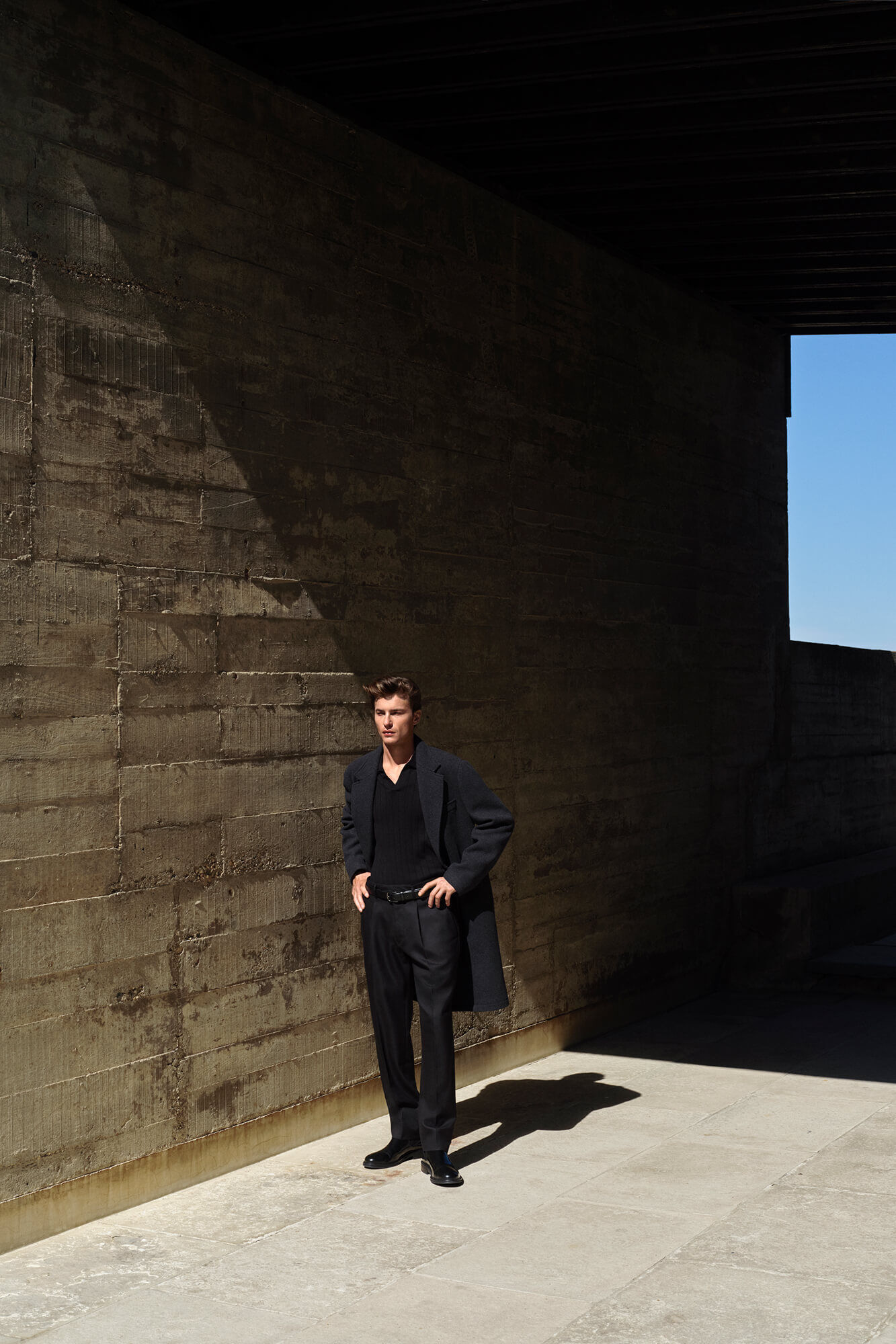 Pedro del Hierro Grey herringbone coat with removable lining 