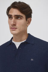 Pedro del Hierro Cotton jersey-knit sweater with twisted polo shirt neck Blue