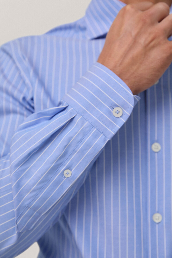 Pedro del Hierro Camisa vestir facil plancha y antimanchas rayas regular fit Blue