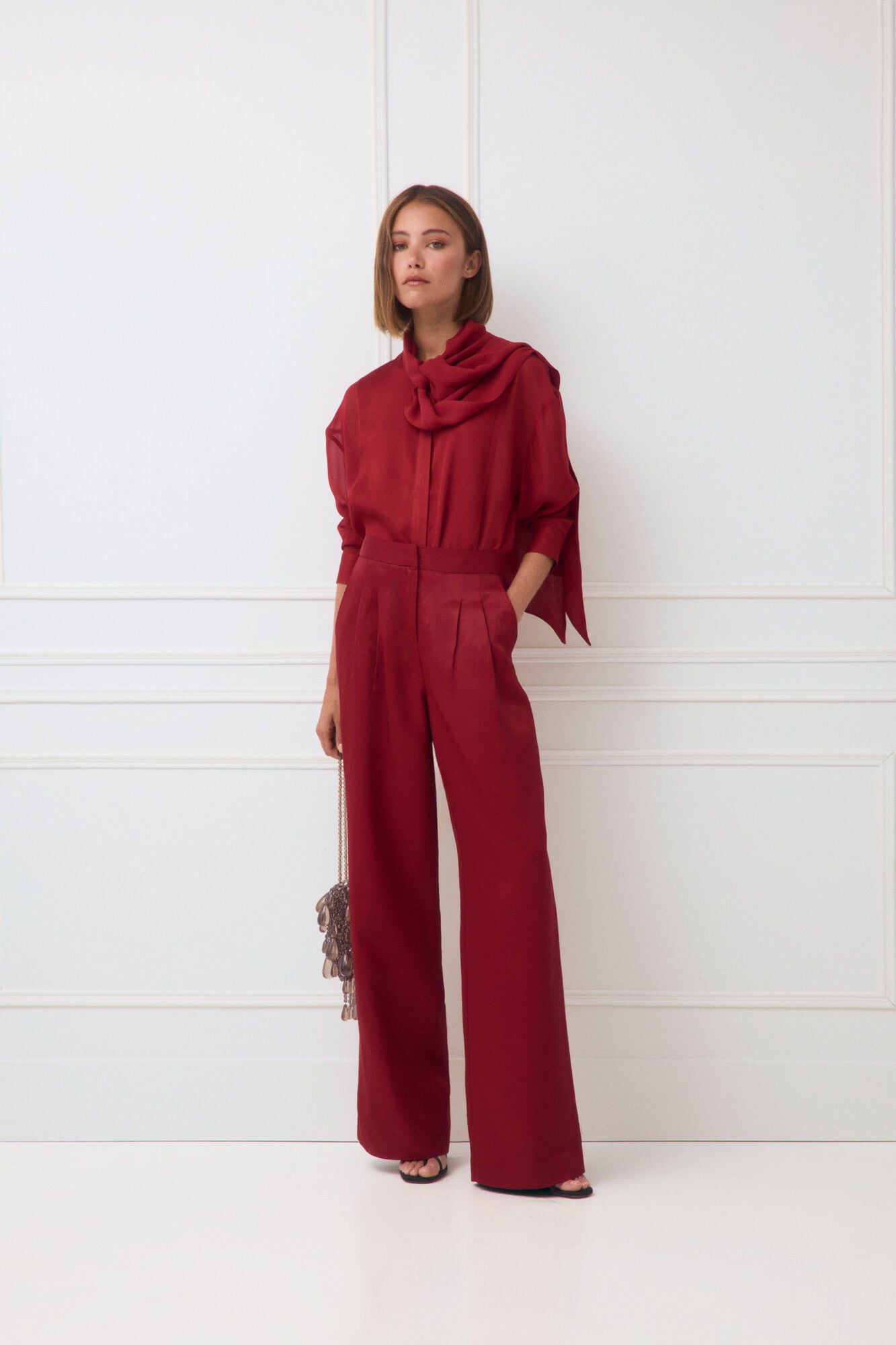 TFP by Tamara Falc&oacute; Combined bow blouse Red