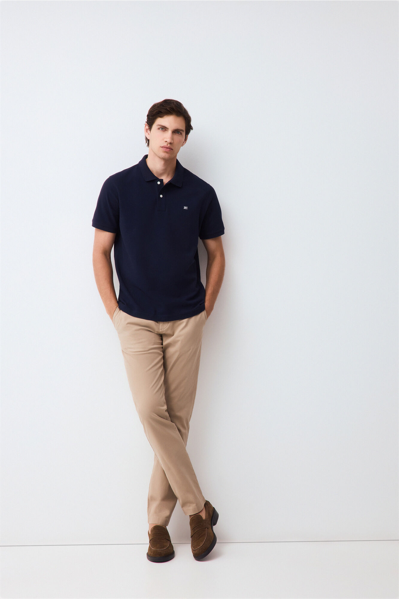 Pedro del Hierro Piqu&eacute; basic polo shirt Blue