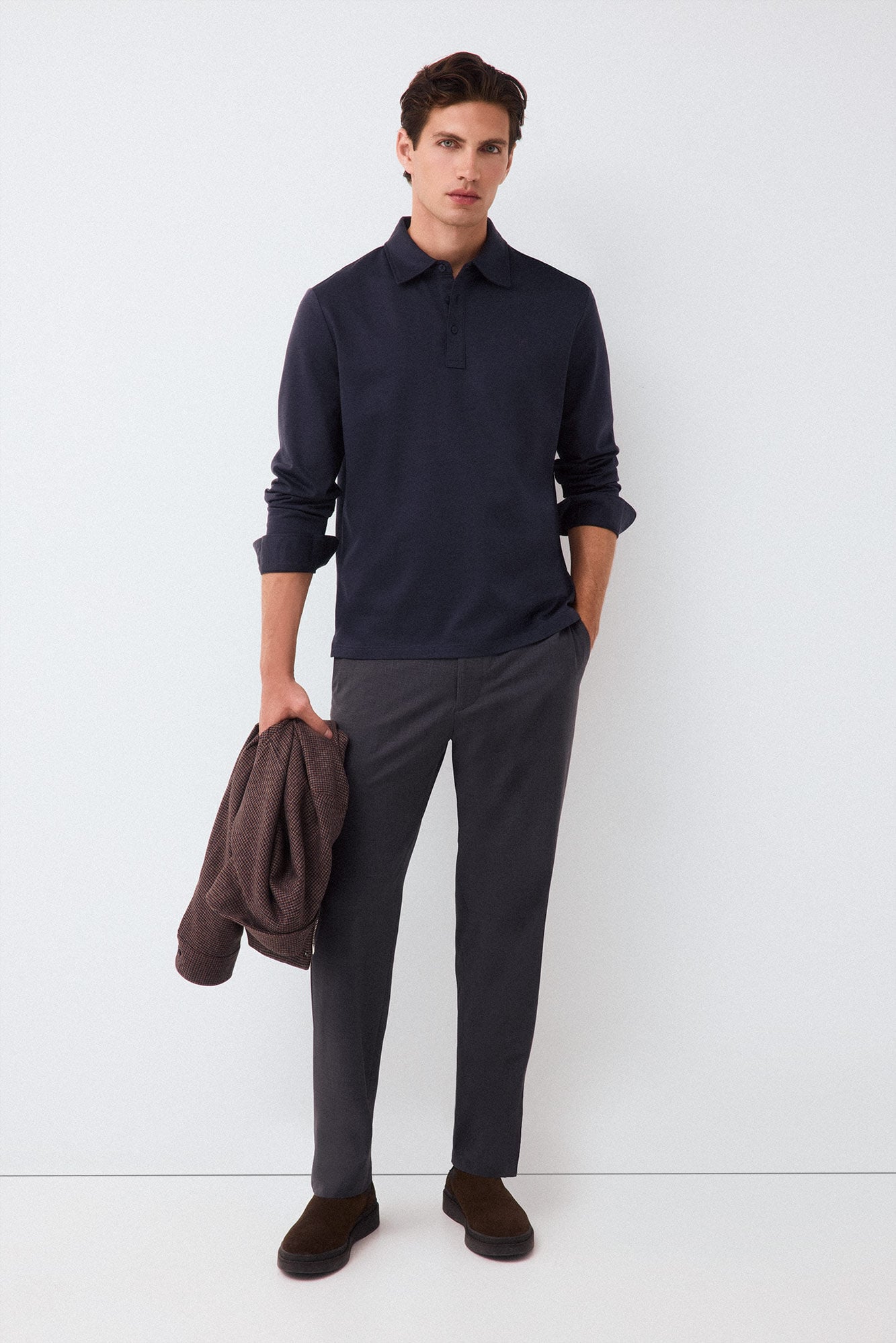 Pedro del Hierro Polo estructura manga larga Azul