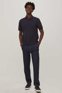 Pedro del Hierro Dyed piqué polo shirt with tips Blue