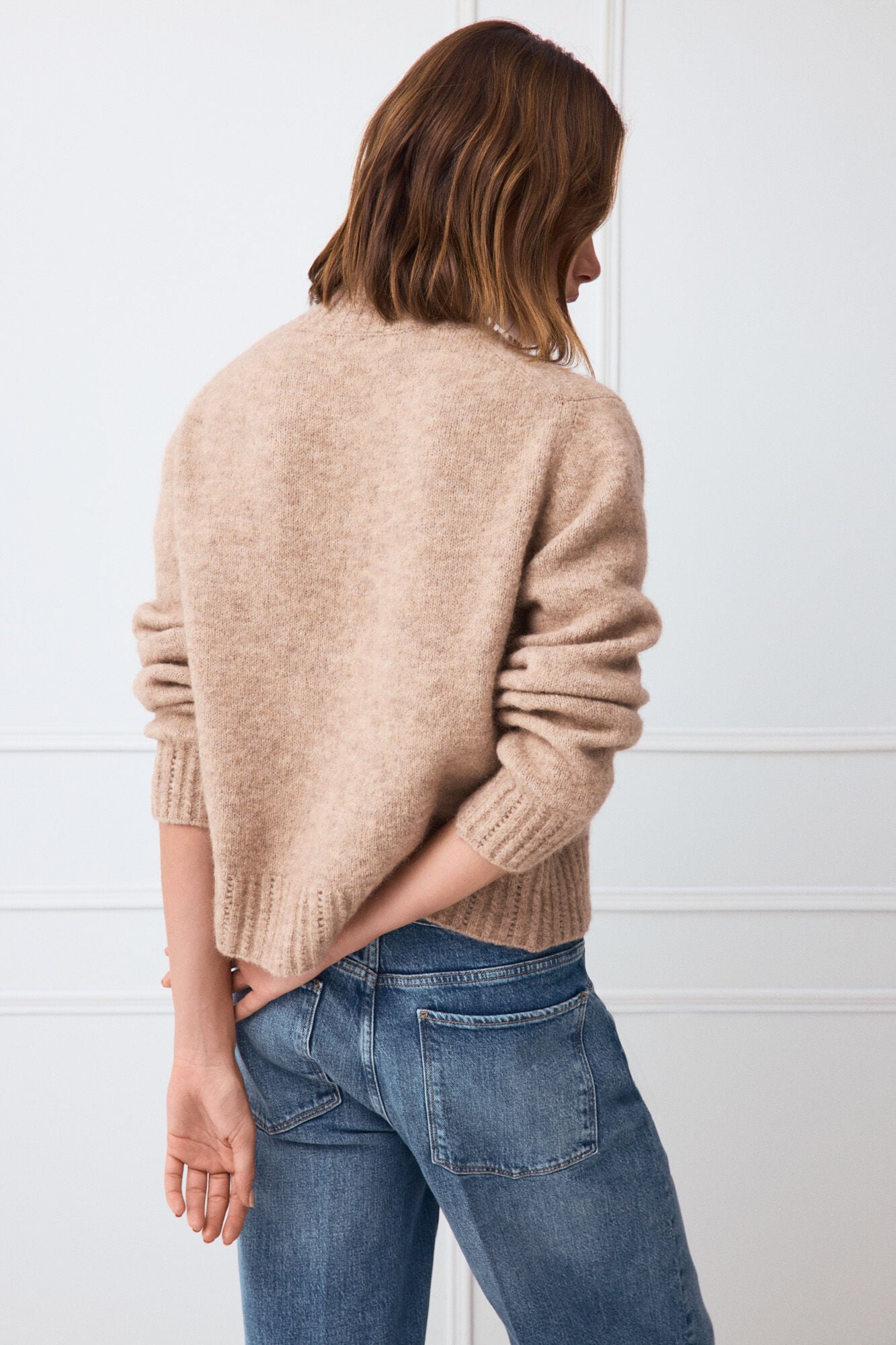 TFP by Tamara Falc&oacute; Cropped cross-knit jumper Beige
