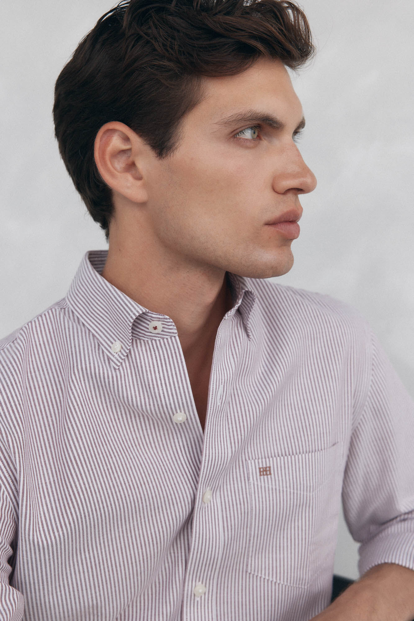 Pedro del Hierro Camisa rayas casual Burdeos