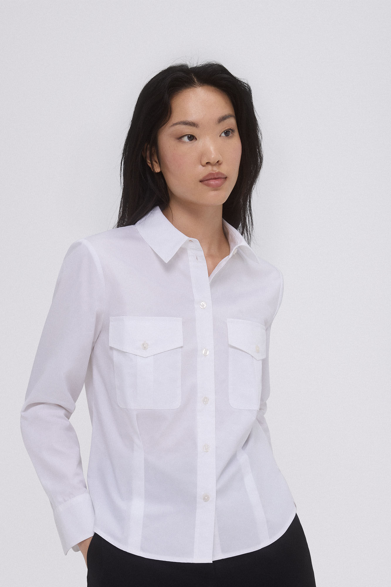 Pedro del Hierro Cotton shirt with pockets Ecru