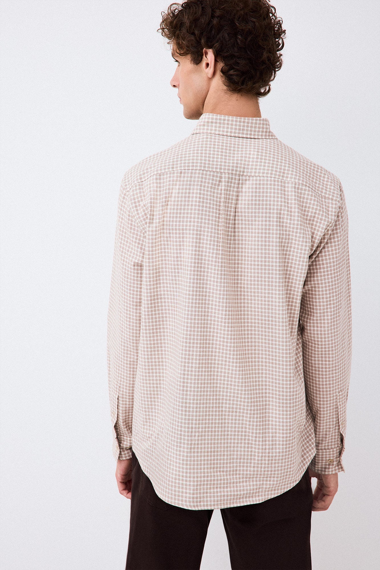 Pedro del Hierro Melange plaid shirt Beige