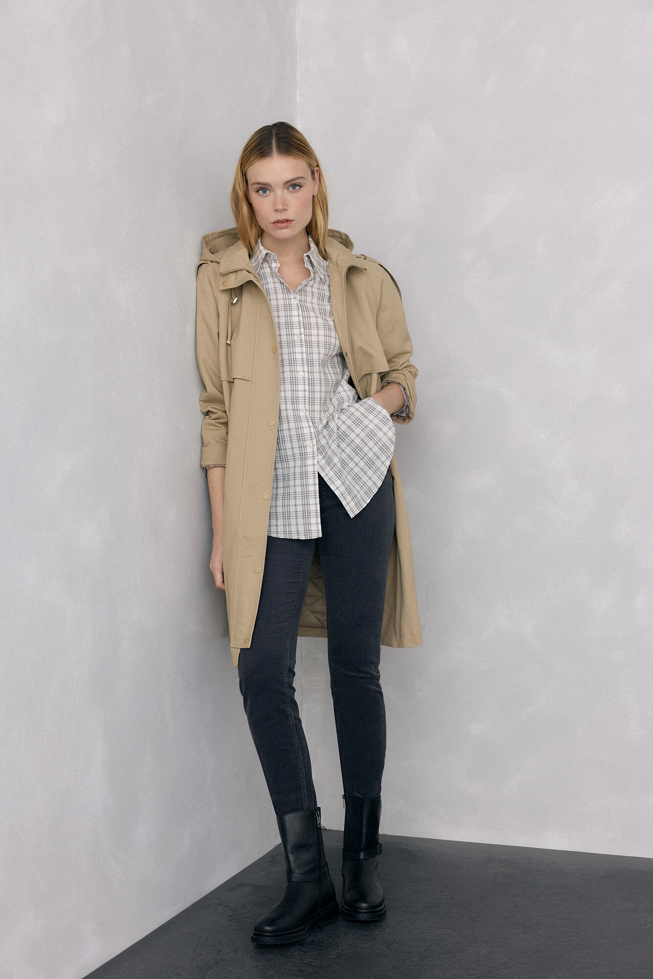 Pedro del Hierro Parka acolchoada capuz Beige