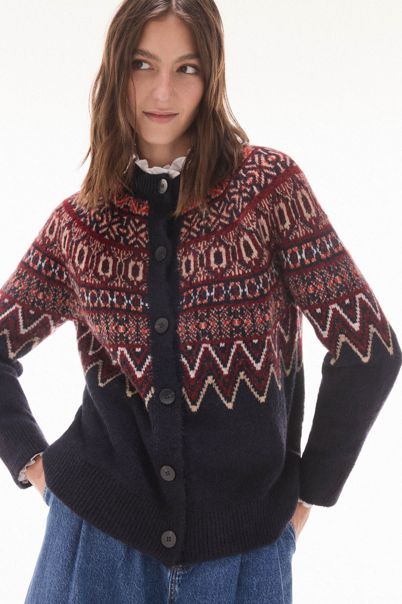 TFP by Tamara Falc&oacute; Chaqueta jacquard geom&eacute;trico multicolor