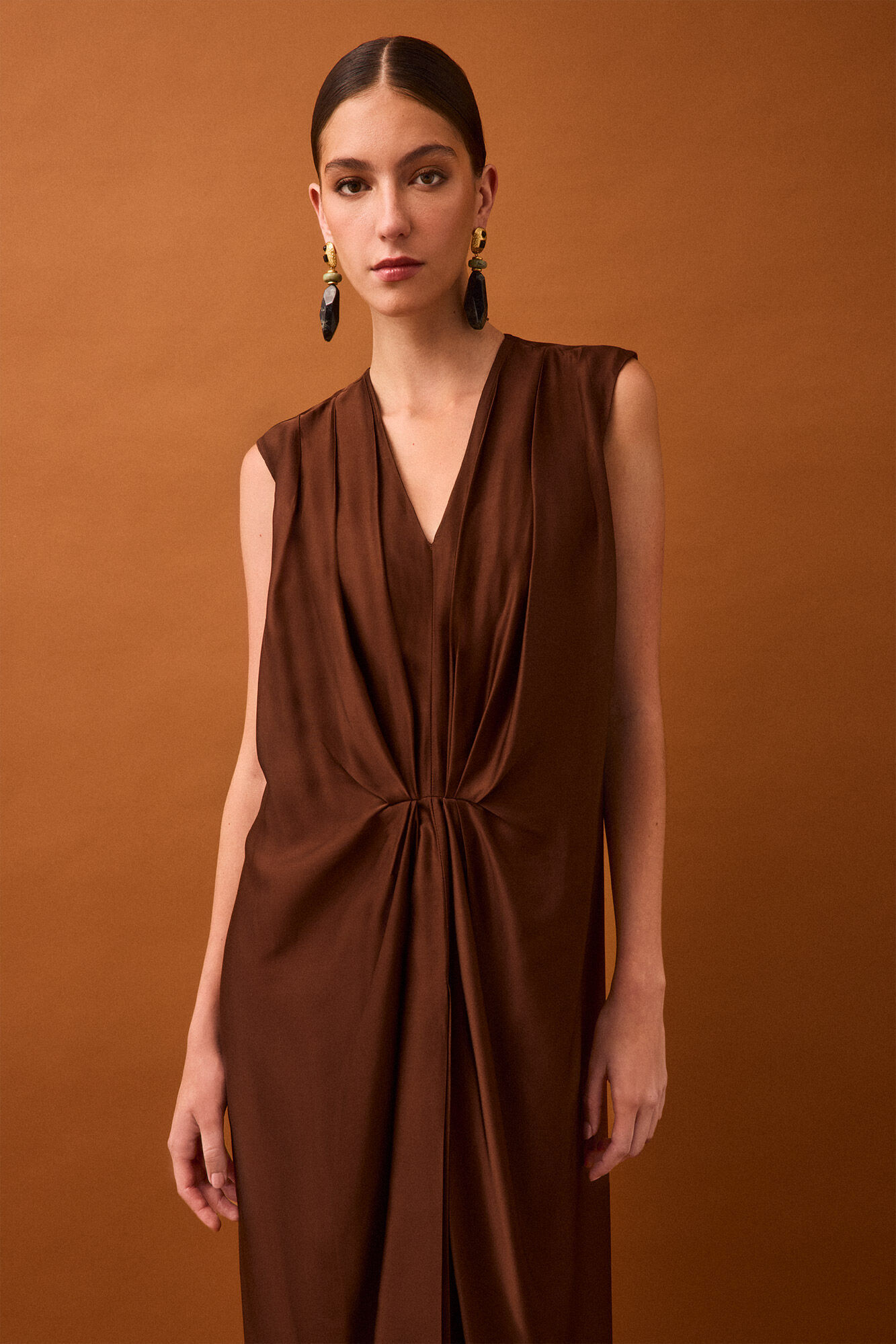 Pedro del Hierro Draped dress Brown