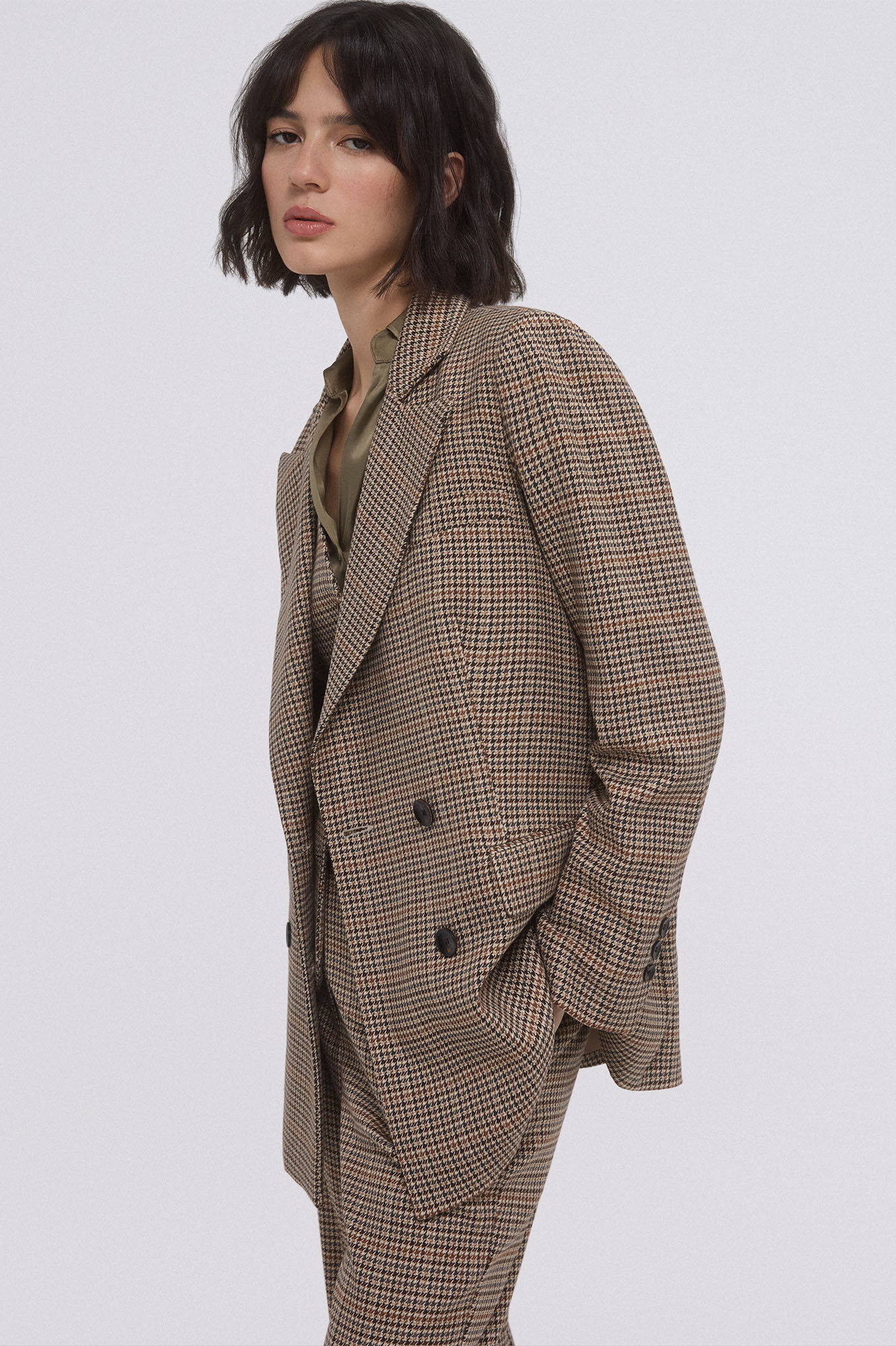 Pedro del Hierro Houndstooth suit blazer Brown