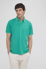 Pedro del Hierro plain polo shirt with tips and hidden buttons Green