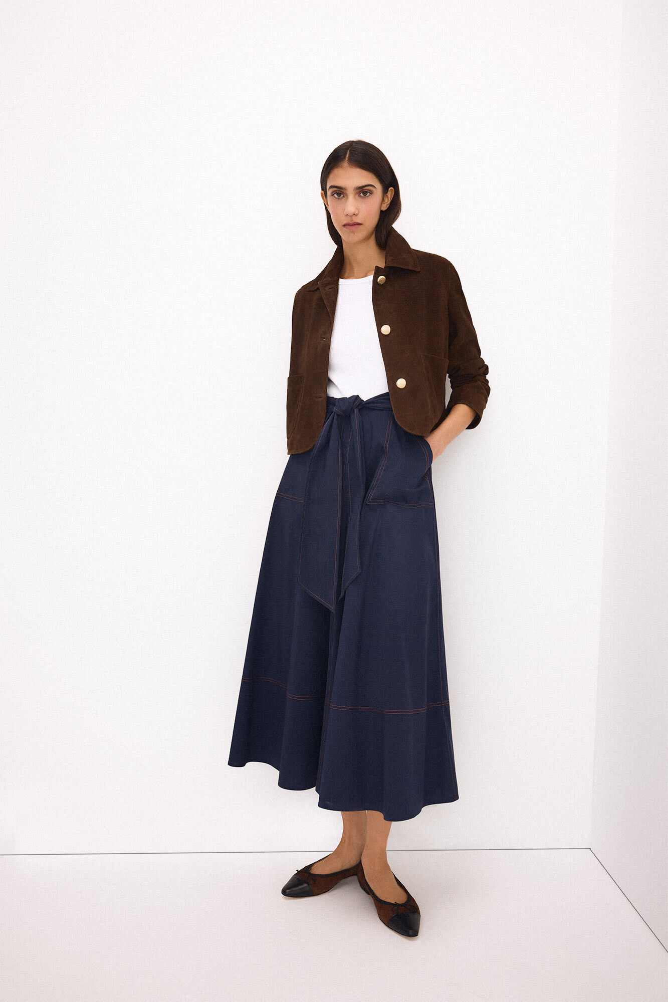 Pedro del Hierro Combined circular poplin skirt dress