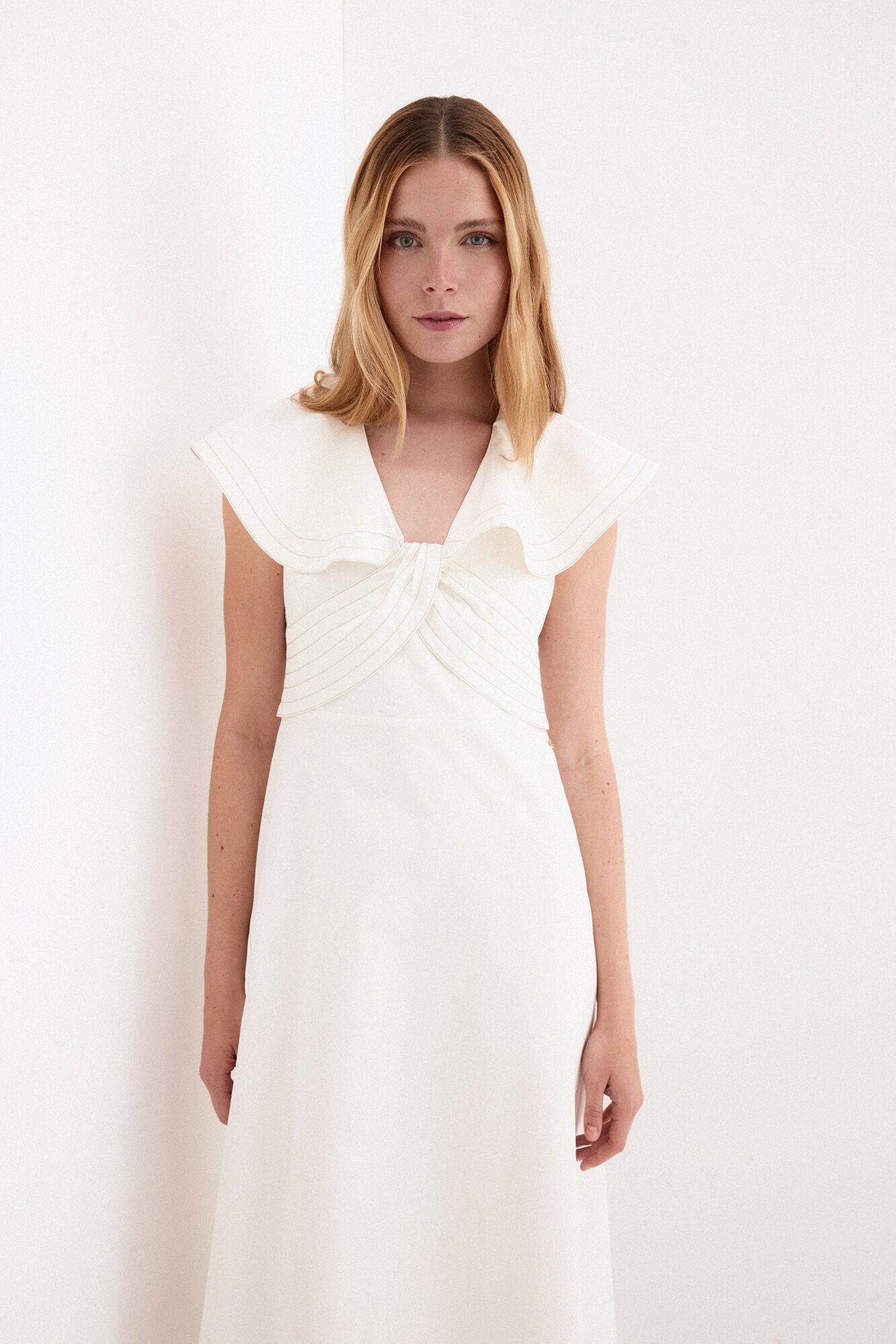 Pedro del Hierro Vestido midi com folhos Branco