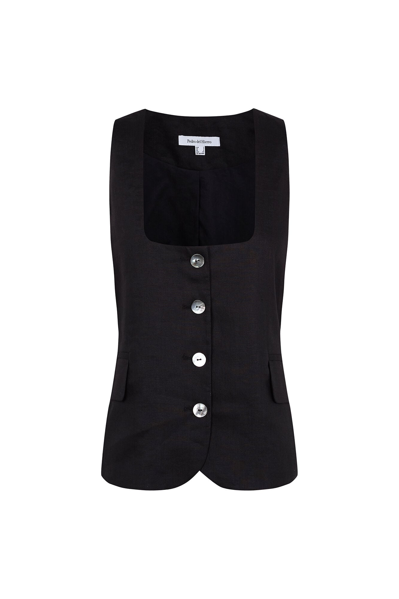Pedro del Hierro Linen belted gilet Black
