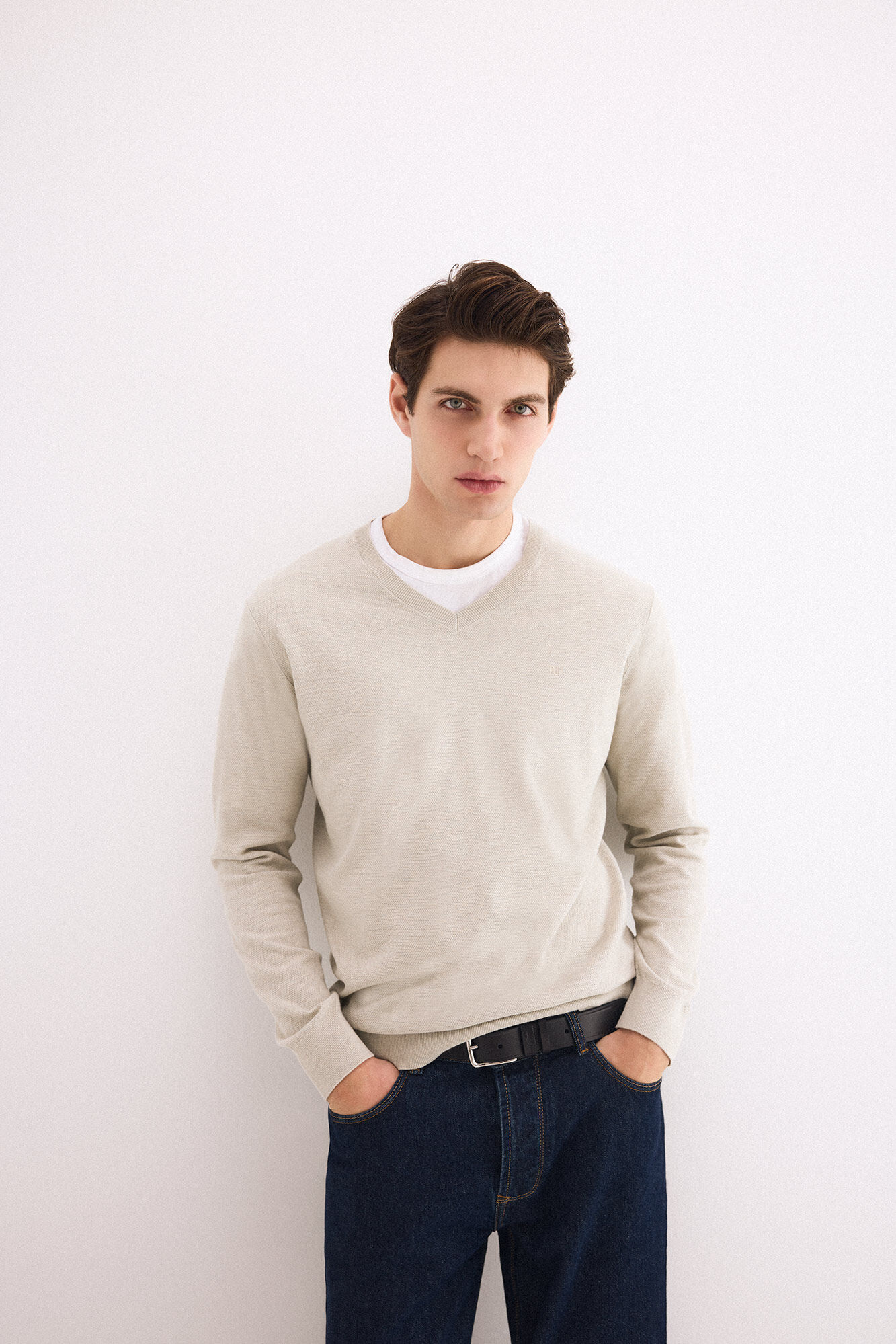 Pedro del Hierro Linen fine V-neck jumper